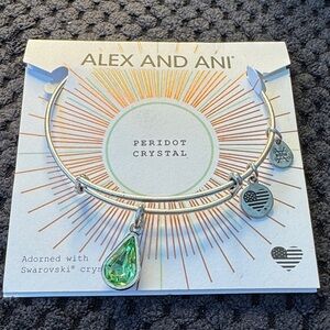 Alex and Ani Silver tone Bracelet with Green Peridot Charm